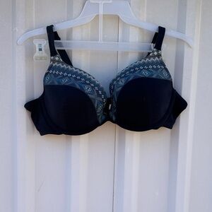 Cacique Boost Plunge Elegant Black and Blue Women's Bra